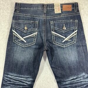 Y2K Axe & Crown Jeans Mens 34x32 Dark Wash Straight Leg Flap Pockets Stretch NWT